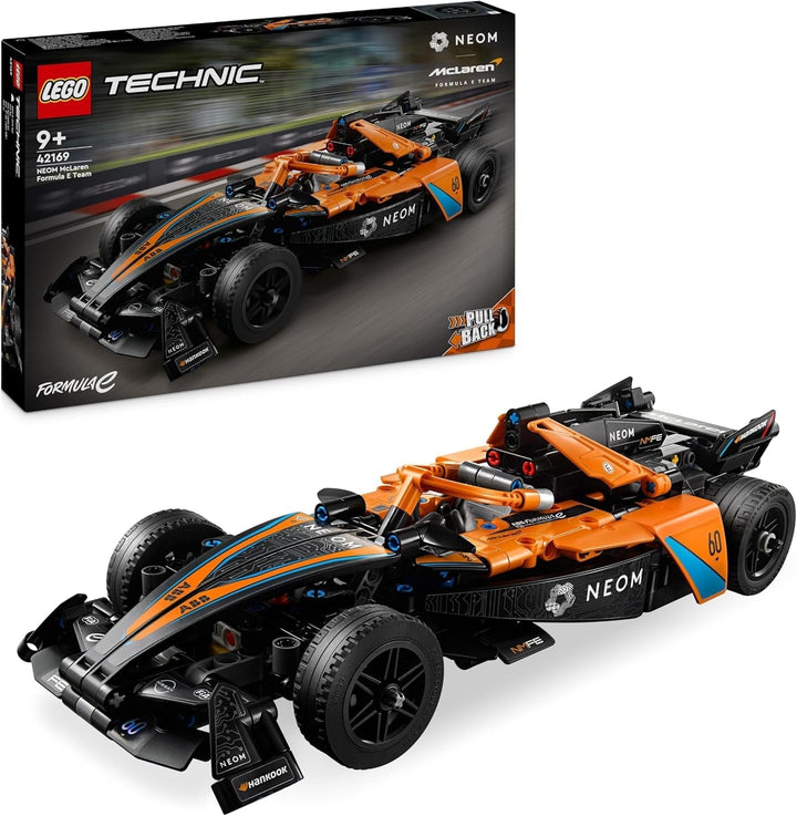 Mașină de curse LEGO Technic NEOM Mclaren Formula E, jucărie cu mașină de curse pentru copii de la 9 ani, băieți și fete, kit de mașină model, decor pentru camera copiilor, idee de cadou pentru ziua de naștere 42169 Seturi de constructie Besuche den LEGO-Store Singur