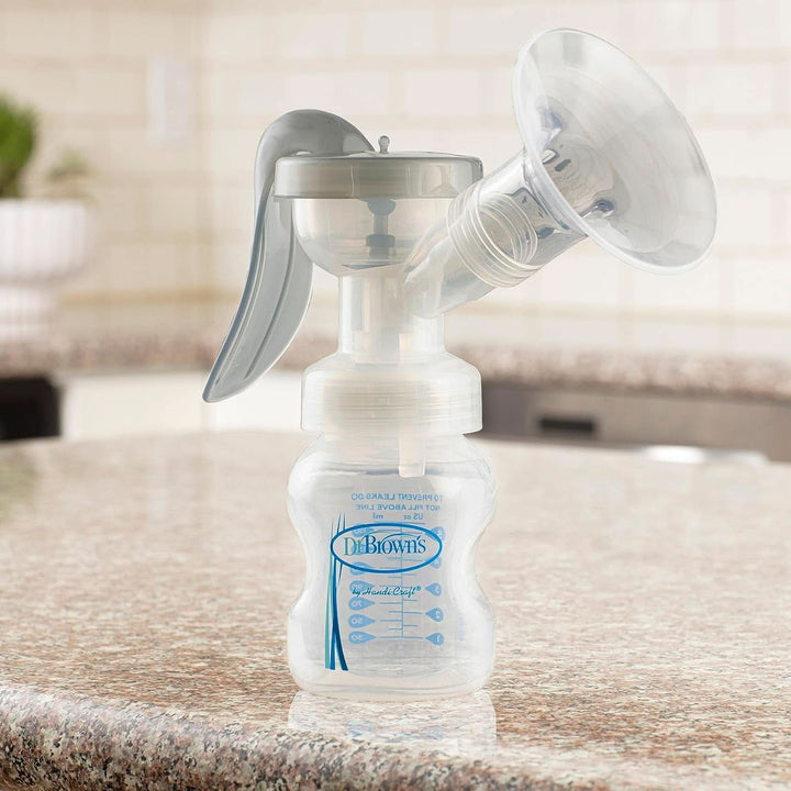 Pompă manuală de sân cu protecție 100% silicon Softshape (B, flanșă de 25 mm) și opțiuni anti-colici + biberon cu gură largă de 150 ml cu tetina cu flux lent de nivel 1 Accesorii Hrana si Alaptare Bebe Naty Shop
