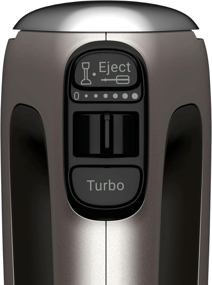 Tefal HT650E Power Mix Silence Handmixer | 600 Watt | Variabler Geschwindigkeitsregler | Turbo- Und Auswurf-Funktion | Extrem Leiser Motor | Inkl. 2 Rührbesen Und 2 Knethaken | Grau Bucatarie Naty Shop