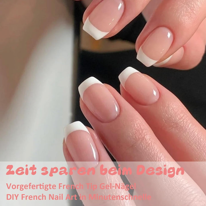 240 Stück Falsche Nägel Tips Set - Französisch Falsche Nägel Zum Aufkleben - Künstliche Nägel Medium Quadrat Ballerina Nail Art Manicure Fake Nails Für Damen Und Frauen (French Medium Ballerina)