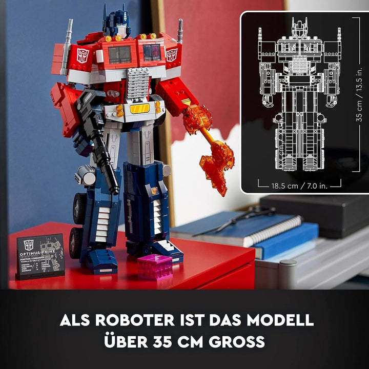 LEGO 10302 Icons Optimus Prime Set, 2In1 Robot Figura și camion Model, Transformers Toy Model Kit pentru adulți, Ziua de naștere sau Crăciun cadou pentru bărbați, femei, ea și el Seturi de constructie Besuche den LEGO-Store