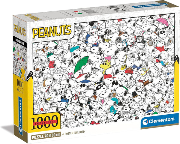 Clementoni - 39804 - Impossible Puzzle Peanuts - Puzzle 1000 de piese pentru adulți și copii de 14 ani, joc de îndemânare pentru întreaga familie Puzzle Naty Shop Titlu implicit
