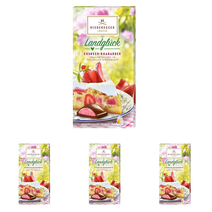 Niederegger baton de ciocolată căpșuni - rubarbă 100 grame Bomboane de Ciocolata Naty Shop 4 x 100 grame