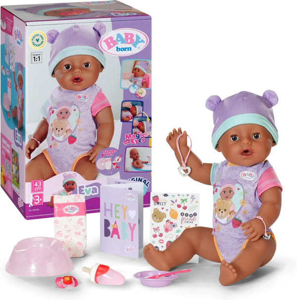 BABY Born Eva 43Cm, păpușă cu 10 funcții și accesorii, pentru copii de la 3 ani, funcționează fără baterie, păpușă mare 43Cm, 836408 Zapf Creation Papusi Naty Shop Titlu implicit