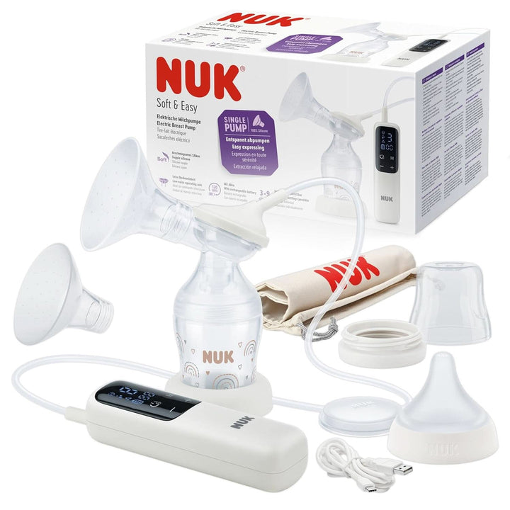Set pompa de san manuala NUK, Pernă moale din silicon, 2 biberoane perfect combinate, 150 ml Accesorii Hrana si Alaptare Bebe Naty Shop Milchpumpe