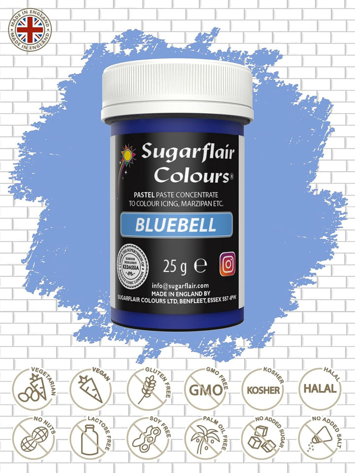 Sugarflair Lebensmittelfarbe Pasta Pastel Glockenblumeblue, Pasta Lebensmittel Farbe Für Fondant Und Marzipan, Spectral Concentrated Paste Colours - 25G Coloranti Alimentari Naty Shop