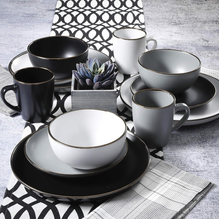 Set de veselă Rockaway din ceramică, rotund, pentru 4 persoane Seturi vesela masa Naty Shop
