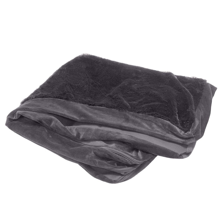 Pat pentru pisici de interior, lavabil, cu role de gât detașabile, pentru animale de companie de până la 4,1 kg – Covoraș de pluș cu imprimeu de diamant – Gri, mărimea S