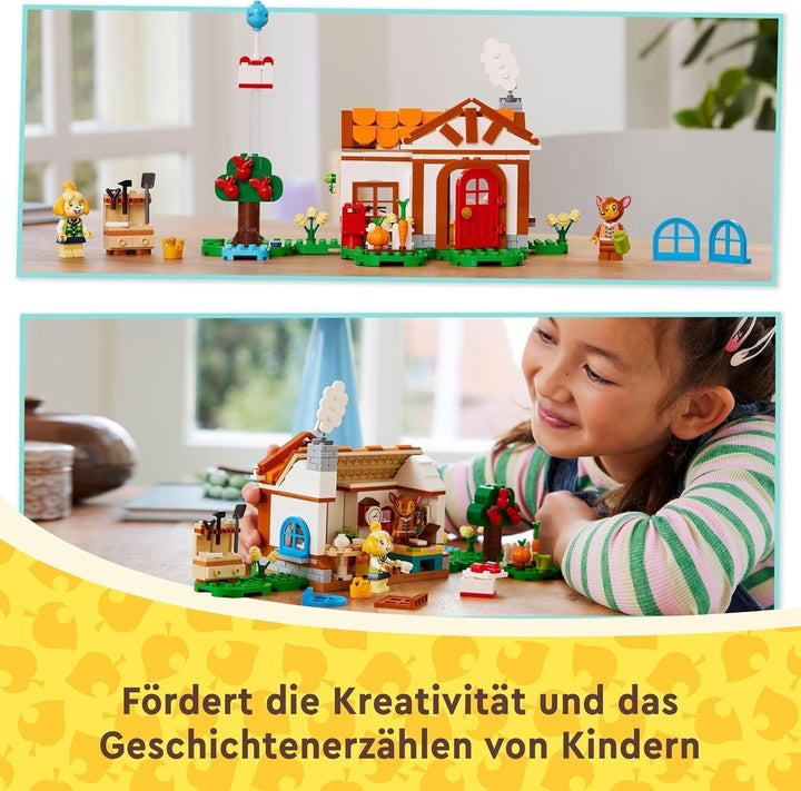 LEGO Animal Crossing Vizită de la Melinda, jucărie creativă pentru copii cu 2 mini-figurine din seria de jocuri video, inclusiv Fatima, Merch, cadou pentru fete și băieți de la 6 ani 77049 Seturi de constructie Besuche den LEGO-Store