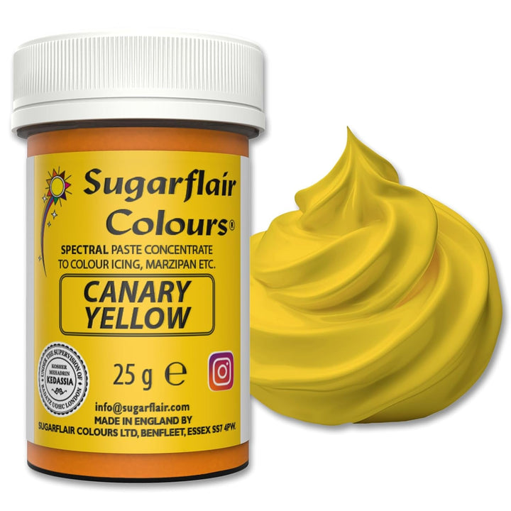 Sugarflair Spectral Eucalyptus Lebensmittelfarbe Paste, Hochkonzentrierte Lebensmittelfarbe Für Buttercreme, Zuckerpaste, Royal Icing, Kuchenmischungen Und Mehr! Lebensmittelfarbstoff - 25G Coloranti Alimentari Naty Shop Canary Yellow