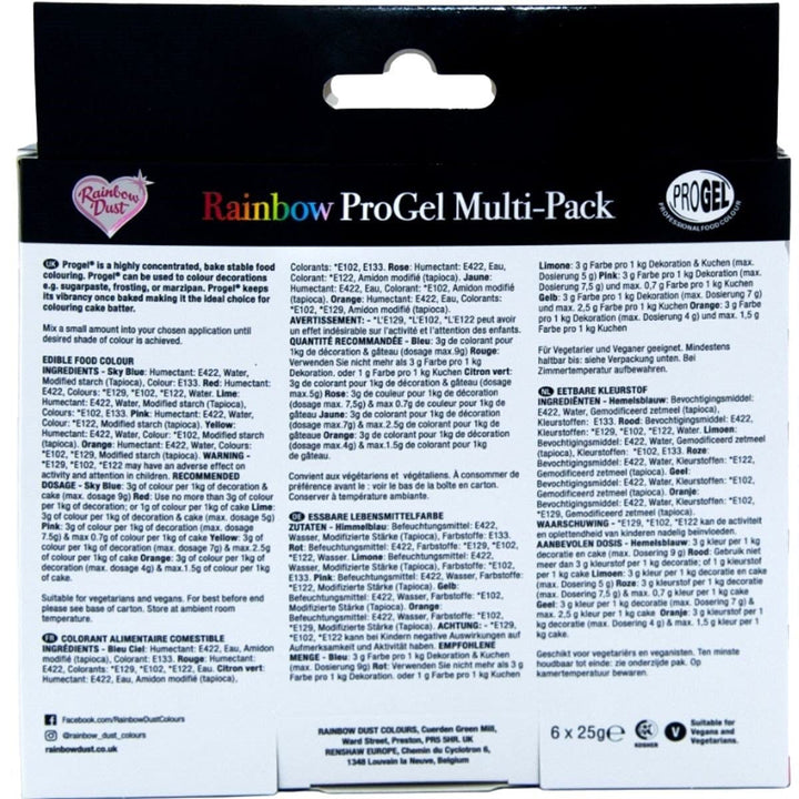 Progel Multi Pack RAINBOW 6 x 25 ml Coloranti Alimentari Naty Shop