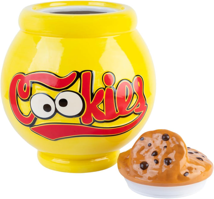 Grupo Erik borcan ceramic pentru biscuiți Sesame Street Cookie Monster - Borcan pentru biscuiți cu capac Mare 21.0 x 27.0 x 22.0 cm Borcan de depozitare cu capac Marfă oficială Sesame Street Cutii depozitare alimente Naty Shop