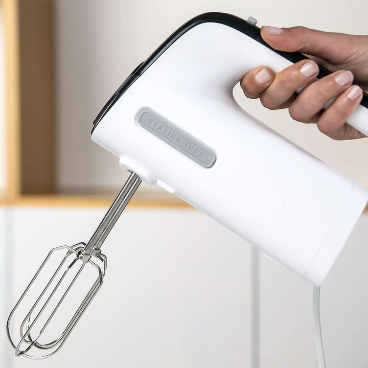 Taurus Station Inox - Standrührgerät Für Backwaren, 500W, 5 Geschwindigkeiten, Turbofunktion, 2 Arten Von Rührstäben: Kneten Und Mixen, Weiß/Schwarz Mama si Copilul Naty Shop