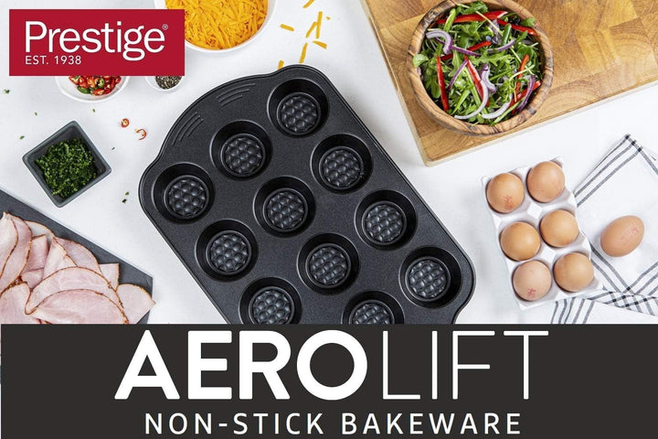 Prestige 48227 Aerolift Muffin Zinn, Carbon Steel, Schwarz Matrite si tavi pentru copt Naty Shop