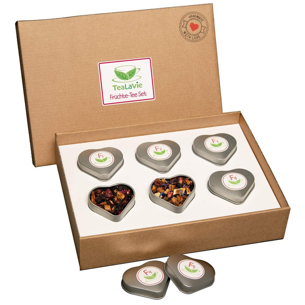 Tealavie Set cadou cu 6 ceaiuri de fructe (60 g) Set de probă Cutie cadou Idei de cadouri de mulțumire pentru femei Colege Ziua Mamei 2024