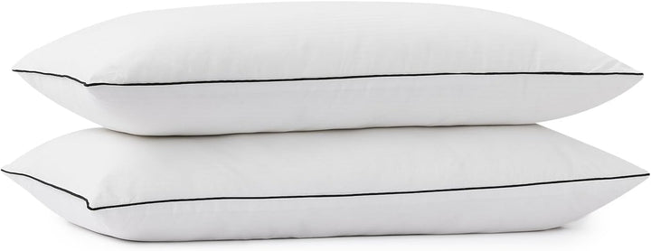 Pernă Sweetnight 80X80 Set de 2, pernă din microfibră 1300G, pernă moale și de susținere a gâtului pentru toate pozițiile de dormit, capac respirabil 100% bumbac, certificat Oeko-Tex Perne standard Naty Shop Alb 40 X 80 Cm Set de 2 Design cu dungi 1