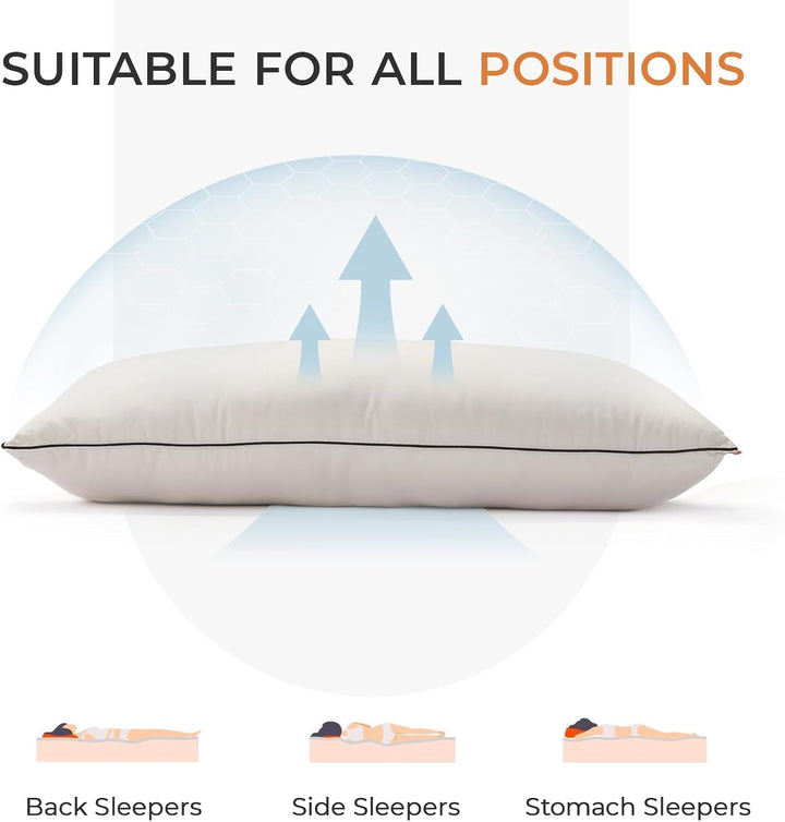 Pernă Sweetnight 40X80 Set de 2, pernă moale și de susținere a gâtului fabricată din umplutură de pernă din microfibră 2X800G, pernă de dormit pentru toate pozițiile de dormit, capac din fibră de bambus confortabil și respirabil, alb Perne standard Naty Shop