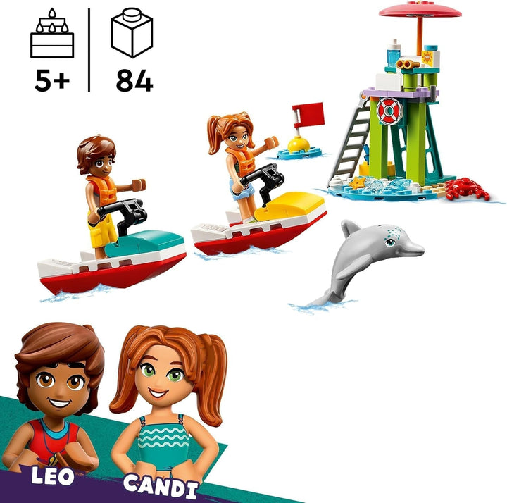 Turn de observare a salvamarilor LEGO Friends cu jet ski-uri, jucărie pentru copii, idee de cadou pentru fete și băieți de la 5 ani cu 2 figurine și delfin, jucărie jet ski 42623 Seturi de constructie Besuche den LEGO-Store