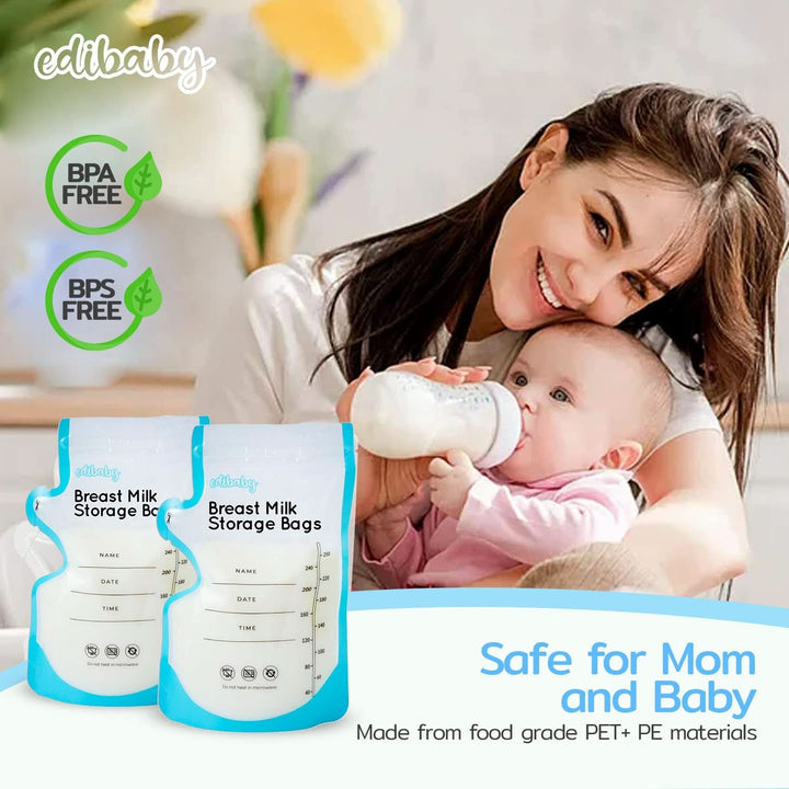Edibaby, Pungi pentru lapte matern, 100 bucati, Sterilizate, fără Bpa Accesorii Hrana si Alaptare Bebe Naty Shop