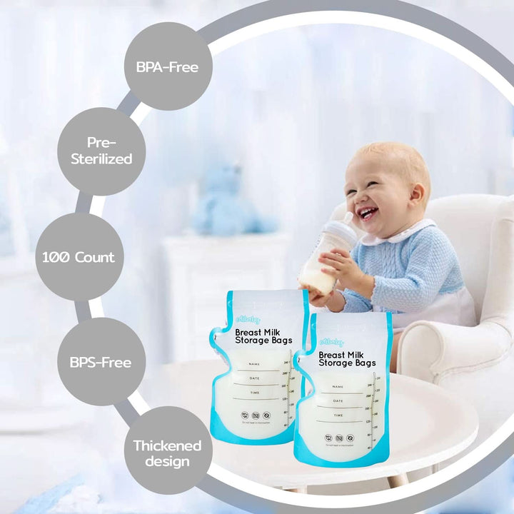 Edibaby, Pungi pentru lapte matern, 100 bucati, Sterilizate, fără Bpa Accesorii Hrana si Alaptare Bebe Naty Shop