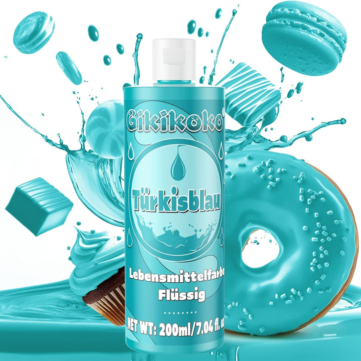 Gikikoko, Colorant alimentar lichid foarte concentrat, 200 ml Coloranti Alimentari Naty Shop Albastru turcoaz