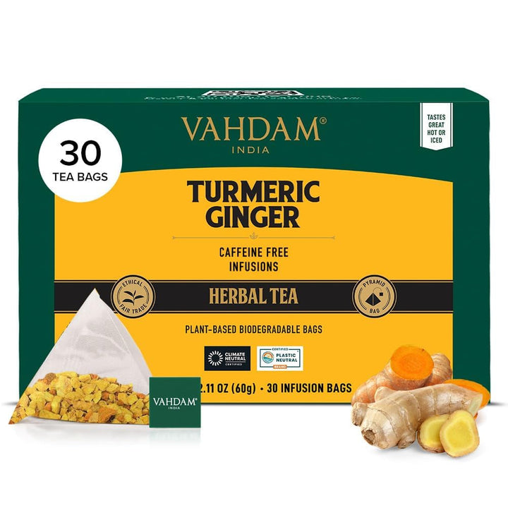 VAHDAM, ceai verde din Himalaya (30 pliculețe de ceai piramidale) 100% pur și aromat | Ceai verde natural cu frunze întregi | Proaspăt și direct de la sursa din India | Se prepară fierbinte sau rece