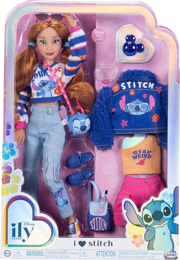 Disney ILY 4EVER Fashion Dolls Stitch cu păr roșcat 11.5" înălțime cu 13 puncte de articulare, două ținute complete Mix-And-Match și inel Mickey strălucitor pentru tine! Papusi Naty Shop