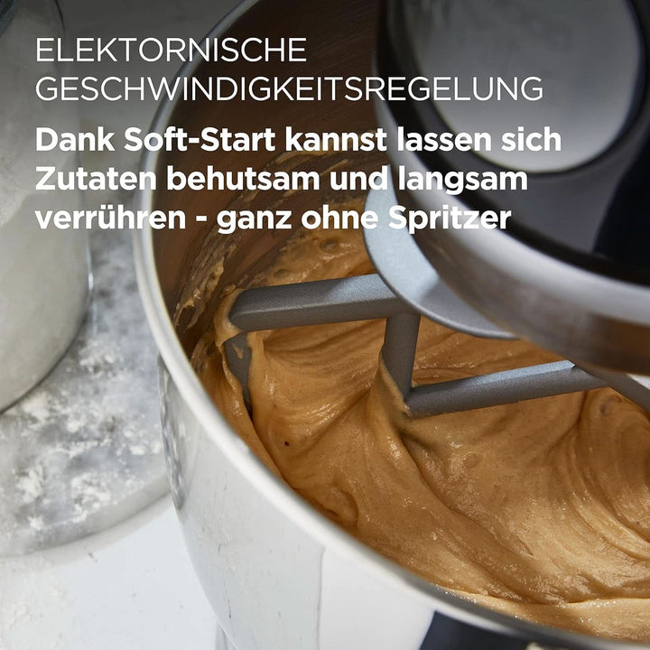 Kenwood Kmix KMX750BK Küchenmaschine, 5 L Edelstahl Schüssel, Safe-Use-Sicherheitssystem, Metallgehäuse, 1000 Watt, Inkl. 3-Teiligem Patisserie-Set Und Spritzschutz, Schwarz, 240X385X355 Naty Shop