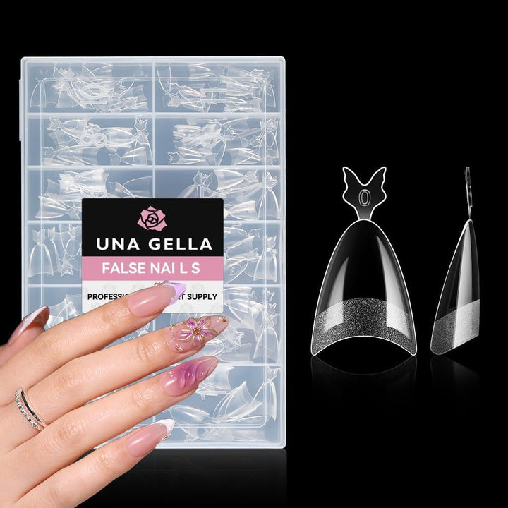 Tipuri de unghii balerină pentru unghii cu gel, 216 bucăți, 12 mărimi, tipuri de unghii cu gel moale, acoperire completă, set pentru extensii de unghii, semi-mate, DIY, artă acasă