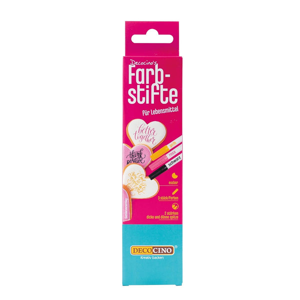 DECOCINO Lebensmittel-Farbstifte –3Er Set – Essbare Filzstifte Mit Lebensmittel-Farbe – Zum Verzieren Von Kuchen, Torten Uvm. – Glutenfrei & Laktosefrei Coloranti Alimentari Naty Shop Default Title
