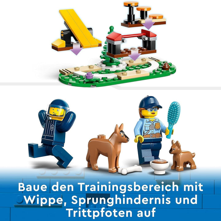 LEGO 60369 City Mobile Police Dog Training, mașină de poliție jucărie cu remorcă, figuri câine și cățel, set de animale pentru copii 5+ ani Seturi de constructie Besuche den LEGO-Store