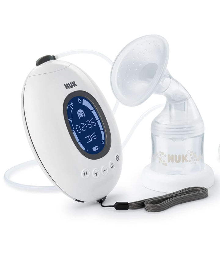 Pompă de sân dublă electrică NUK Nature Sense | Cu baterie, display LCD 2X recipiente pentru lapte matern de 150 ml Accesorii Hrana si Alaptare Bebe Naty Shop Pompa de san