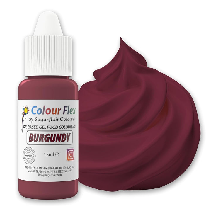 Sugarflair Colourflex Colorant alimentar pe bază de ulei Burgundy, liposolubil, 15 ml Coloranti Alimentari Naty Shop