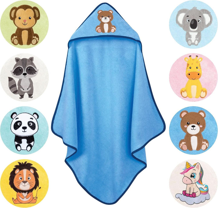 LAYNENBURG Prosop de baie cu glugă Premium Baby, 100% bumbac - Oeko TEX, 80 x 80 cm Mama si Copilul Naty Shop Albastru, ursuleț