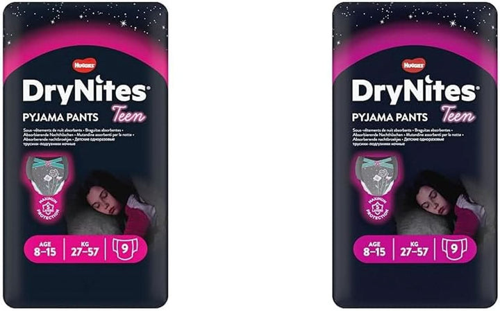 Scutece de noapte Huggies, pentru fete 8-15 ani (27-57 kg), foarte absorbante, 9 piese (pachet de 2) Mama si Copilul Naty Shop