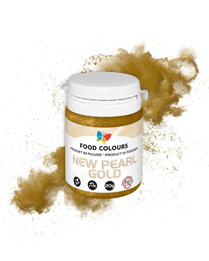 Lebensmittelfarbpulver Mit Metallischem Effekt Essbarer Farbstoff NEW PEARL GOLD 20G Metallischer Farbstoff Glitzerfarbstoff Dekoration Für Kuchen Torten Zuckerpasten Kekse Dekoration Für Getränke Coloranti Alimentari Naty Shop Default Title