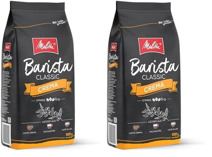 Melitta Barista Classic Espresso, Boabe de cafea întregi 1 kg Cafea Naty Shop 2 x 1 Kg Crema