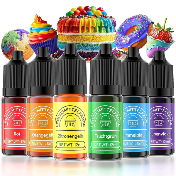 Coloranti alimentari lichizi, 6 ml Naty Shop 6ml (pachet de 12 bucăți curcubeu)