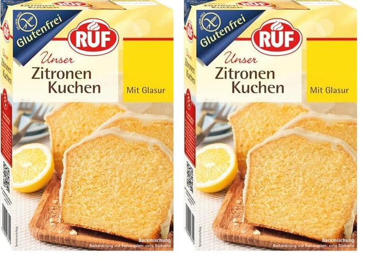 RUF Glutenfreie Muffins Schoko Mit Kakaoglasur, Backmischung Für Schokoladige American Style Muffins, Zöliakie Geeignet, Inkl. 12 Muffinförmchen Naty Shop 530 G (Packung Mit 2) Zitronenkuchen