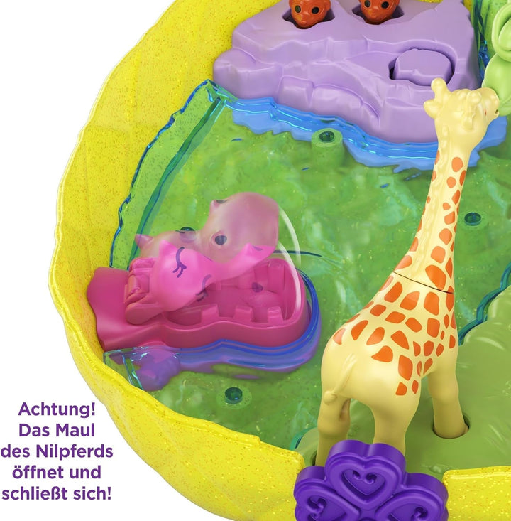 Polly Pocket GKJ64 - Cutie de buzunar cu ananas, portabilă, cu 8 funcții distractive, păpușile Polly și Purple, 2 accesorii și foaie de autocolante; jucărie pentru copii de 4 ani și peste Papusi Naty Shop