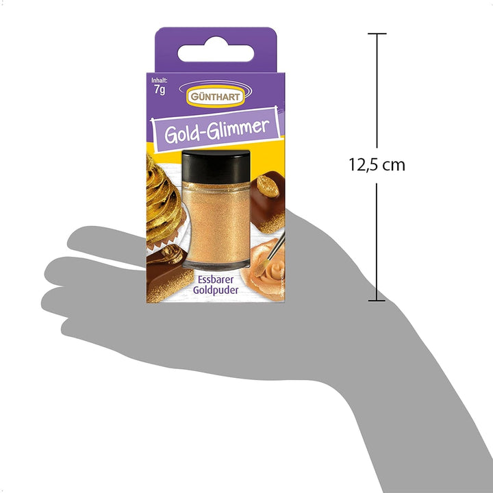 Günthart Backdecor Gold Puder - Essbarer Glitzer, Lebensmittelfarbe Pulver, Glitzer Für Getränke - Goldstaub Glänzend Glimmer Für Backenbegeisterte, 1Er Pack (1 X 7 G) Coloranti Alimentari Naty Shop