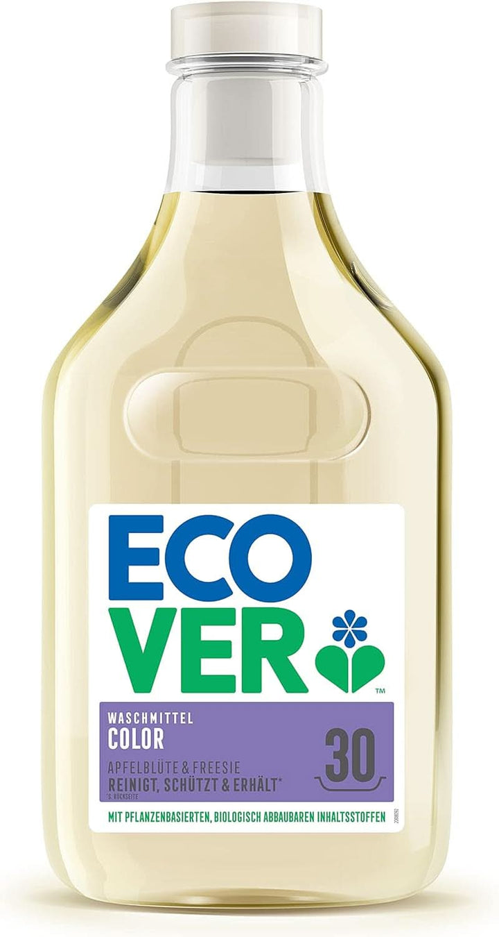 Detergent de rufe Ecover Color Apple Blossom & Freesia, Detergent lichid cu ingrediente pe bază de plante pentru păstrarea și protejarea hainelor Naty Shop