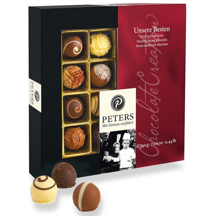 Peters, cutie cadou, amestec de praline cu sau fara alcool Bomboane de Ciocolata Naty Shop 200 grame Cele mai bune praline