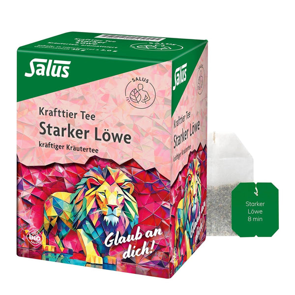 Salus - Ceai Krafttier - Leu puternic - 1X 15 pliculețe filtru (30 g) - Ceai de plante puternic cu moringa - Aromatizat - Bio