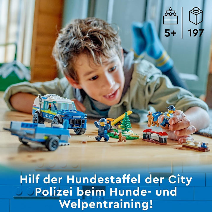 LEGO 60369 City Mobile Police Dog Training, mașină de poliție jucărie cu remorcă, figuri câine și cățel, set de animale pentru copii 5+ ani Seturi de constructie Besuche den LEGO-Store