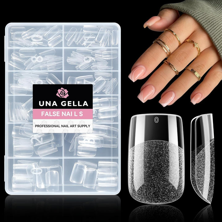 Tipuri de unghii balerină pentru unghii cu gel, 216 bucăți, 12 mărimi, tipuri de unghii cu gel moale, acoperire completă, set pentru extensii de unghii, semi-mate, DIY, artă acasă