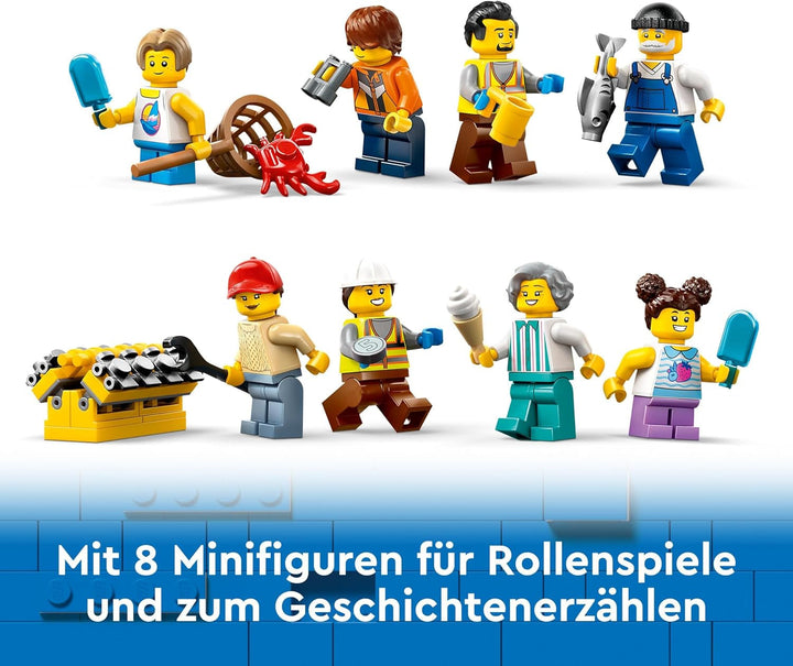 Portul LEGO City cu navă de marfă, jucărie de construit pentru băieți și fete de la 8 ani, idee de cadou pentru copii, macara pentru containere, navă de jucărie și 8 minifigurine 60422 Seturi de constructie Besuche den LEGO-Store