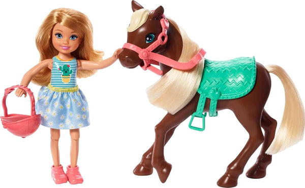 Barbie GHV78 - Club Chelsea Playset cu păpușă și cal, aprox. 15 cm, blondă, cu modă și accesorii, jucărie cadou pentru copii de la 3 la 7 ani Papusi Naty Shop Singur
