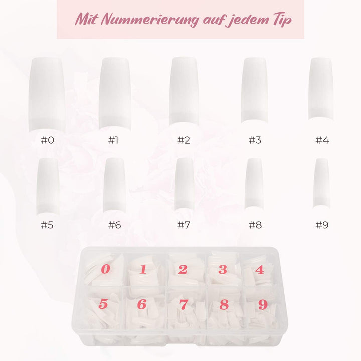 ® Unghii artificiale pentru lipire 500 bucăți Unghii false - Unghii stabile pentru unghii cu gel - Unghii cu calitate de studio (culoare naturală)