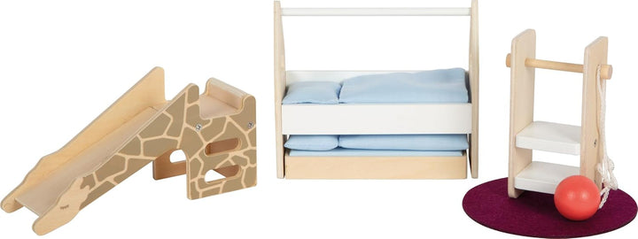 Casă de păpuși din lemn Small Foot, culori naturale - 3 etaje cu terasă pe acoperiș și set de mobilier din 51 de piese, încurajează jocul creativ, potrivită de la 3 ani, 12541 Casute de papusi Naty Shop
